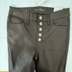 WHBM High Rise Coated Skinny Pants Sz 0 Chocolate NWT